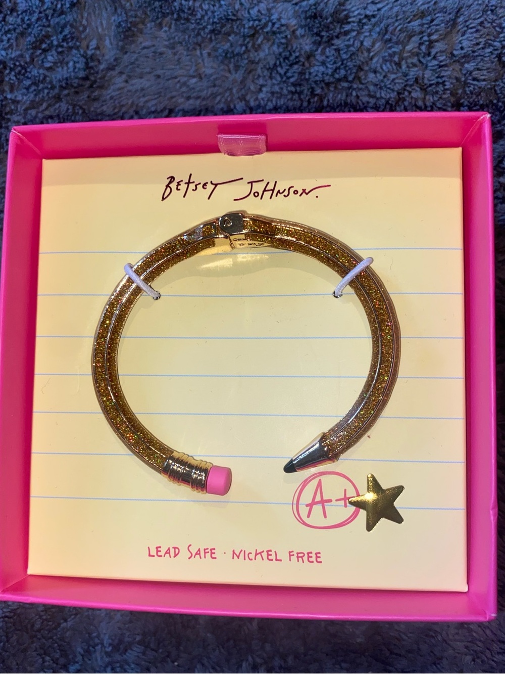 BNIB Betsey Johnson Multi-Color Crystal Pencil Hinged Bracelet $58